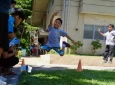 Running high jump.